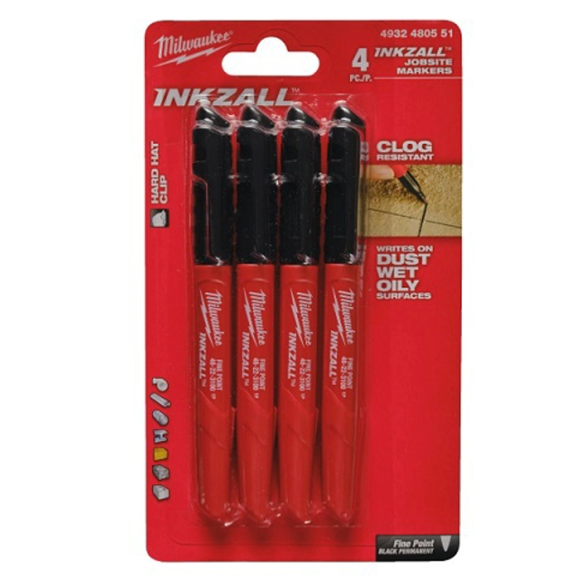 Vendita online Pennarello indelebile Inkzall marker nero punta fine 4 pz